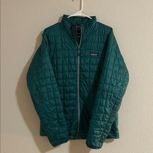 Patagonia Deep Green Quilted Jacket with some stains
